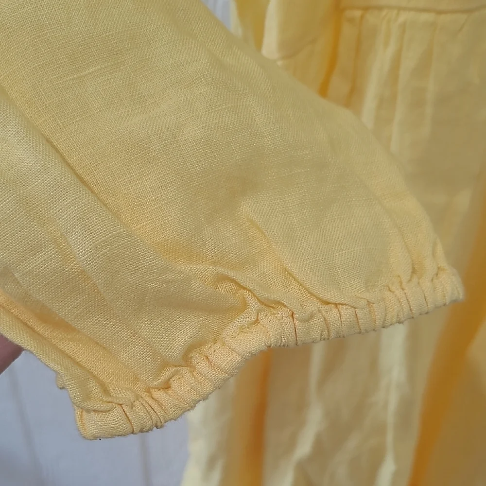 J Crew Long Sleeve 100% Linen Tiered Midi Dress Size M/L NWOT